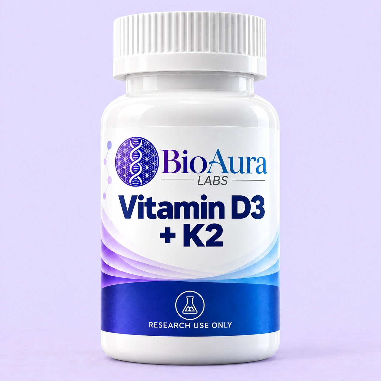Vitamin D3 + K2 BioAura research product mockup