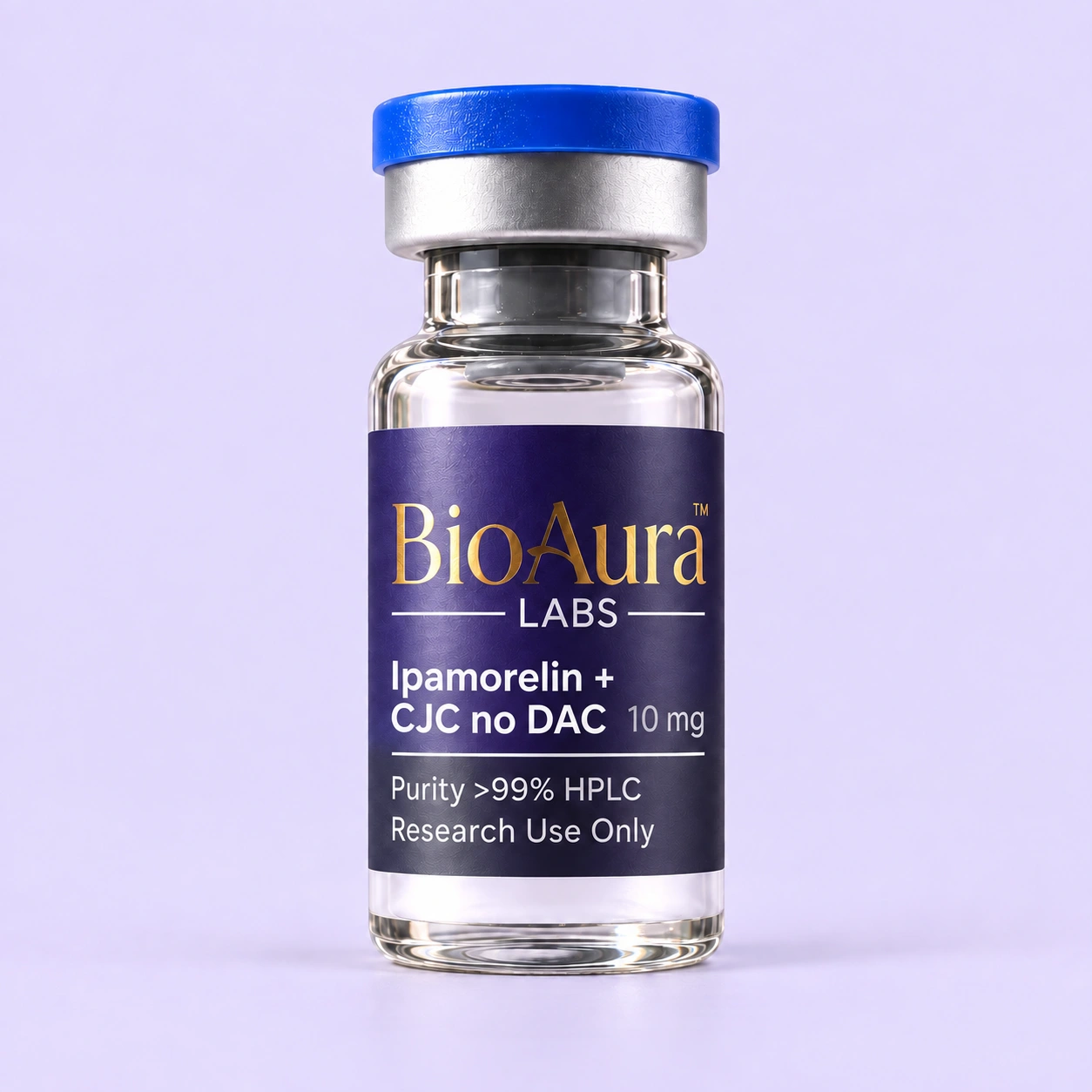 Ipamorelin + CJC no DAC BioAura research product mockup